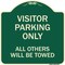 Signmission Visitor Parking All Others Will Towed Heavy-Gauge Aluminum Sign, 18" x 18", G-1818-22730 A-DES-G-1818-22730 - alternate 1